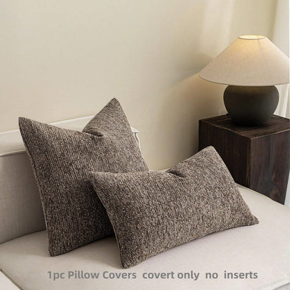 1pc Linen Pillow Case, Bohemian Textured Pillowcase, Beige Base With White And Navy Blue Stitching, Yarn Dyed Striped Cushion Cover, Suitable For Sofa, Living Room (Pillow Cover Only)