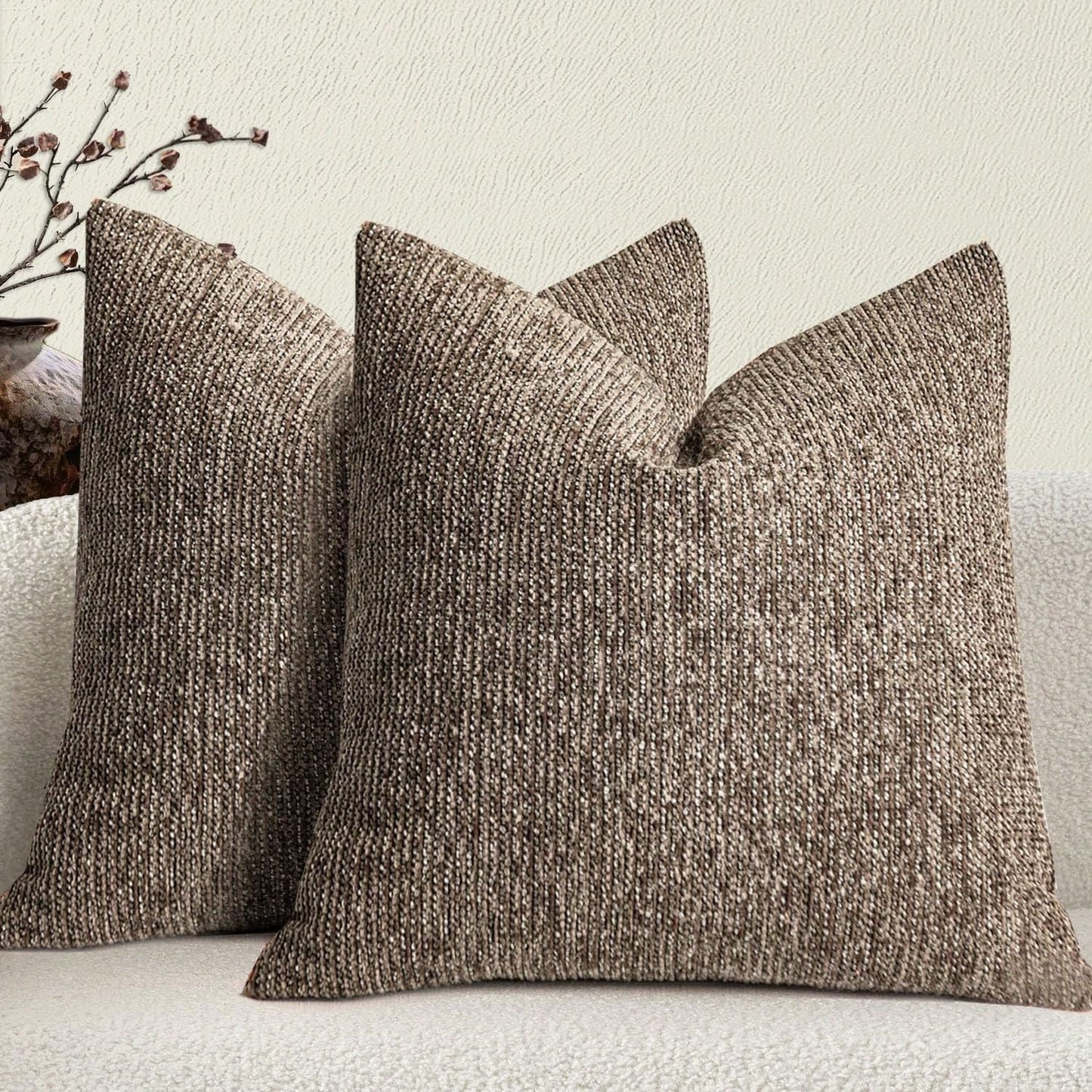 1pc Linen Pillow Case, Bohemian Textured Pillowcase, Beige Base With White And Navy Blue Stitching, Yarn Dyed Striped Cushion Cover, Suitable For Sofa, Living Room (Pillow Cover Only)