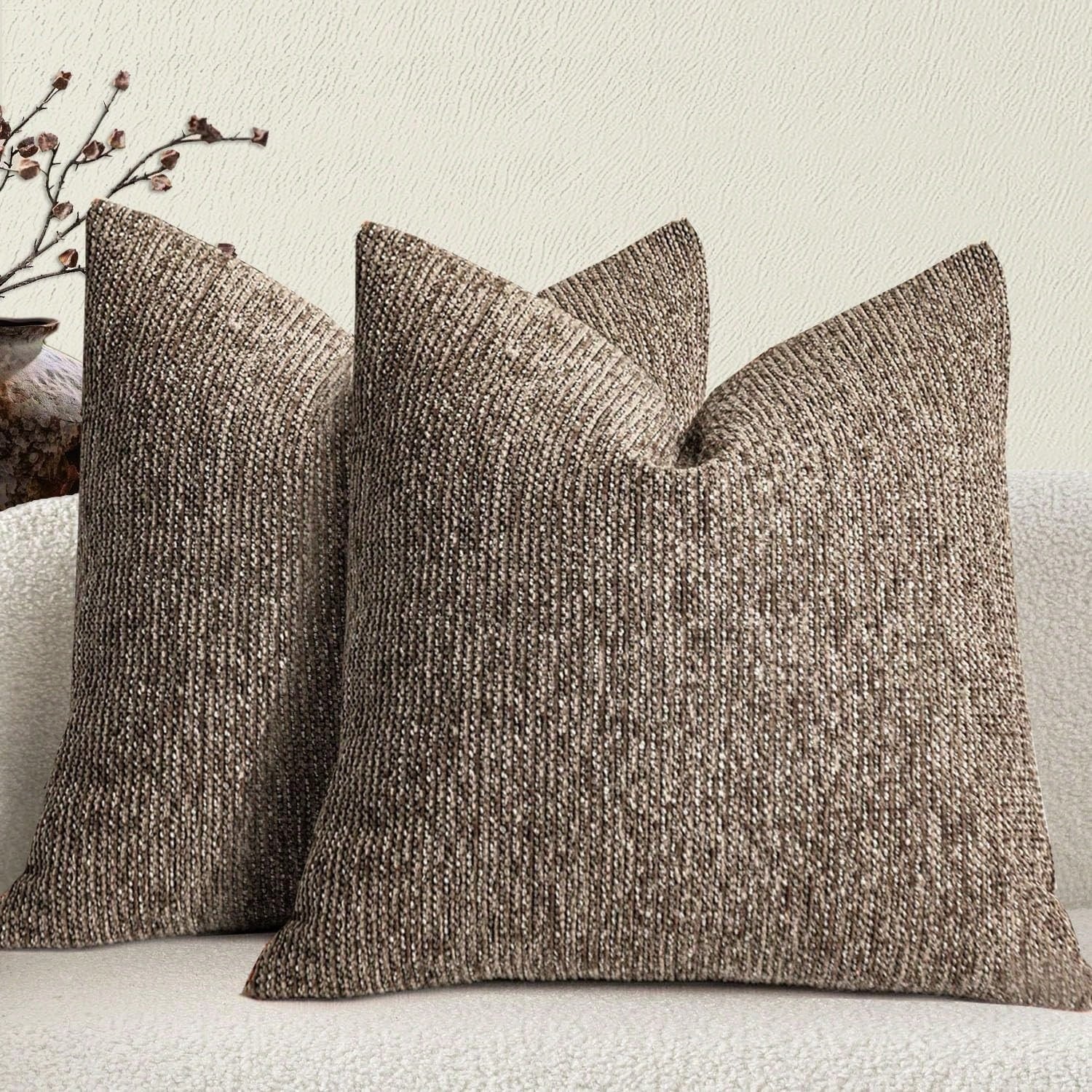 1pc Linen Pillow Case, Bohemian Textured Pillowcase, Beige Base With White And Navy Blue Stitching, Yarn Dyed Striped Cushion Cover, Suitable For Sofa, Living Room (Pillow Cover Only)