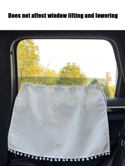 1pc Little Fresh Car Sunshade Waffler Car Sunshade Curtains Cute Sunscreen And Thermal Insulation Car Sunshades