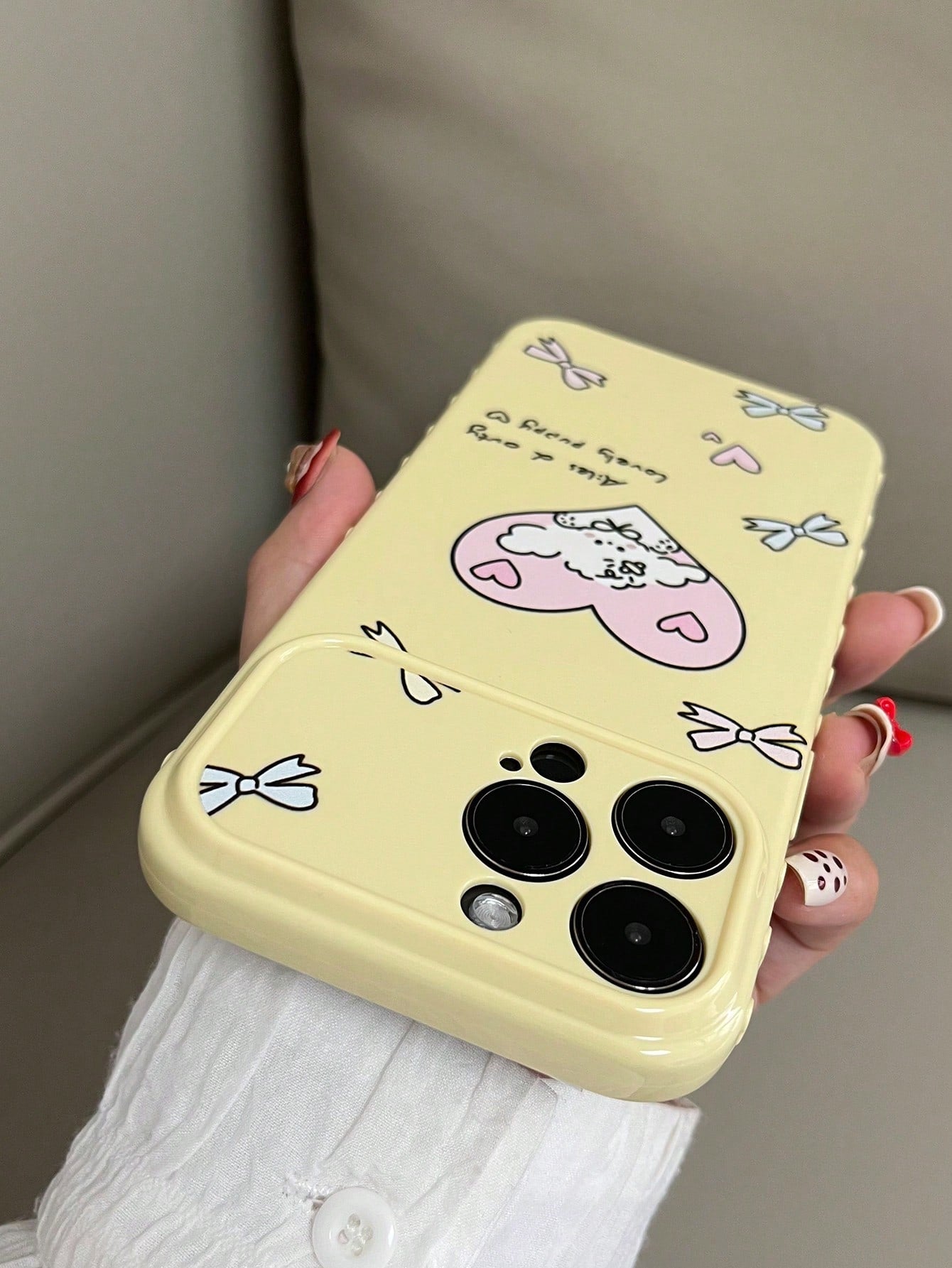 1pc Macaron Candy Color Anti-Drop TPU Quick Change 17 Large Window Pink Side Heart TPU Painted Blue Floral Bow Pattern Phone Case Compatible With Iphone 15/15pro/15plus/15promax/16/16pro/16plus/16prom