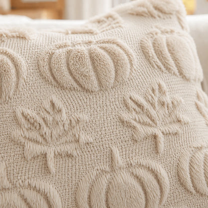 1pc Maple Leaf Pumpkin Pattern Decorative Pillowcase, Soft Plush Sofa Cushion Cover, Suitable For Home Holiday Use