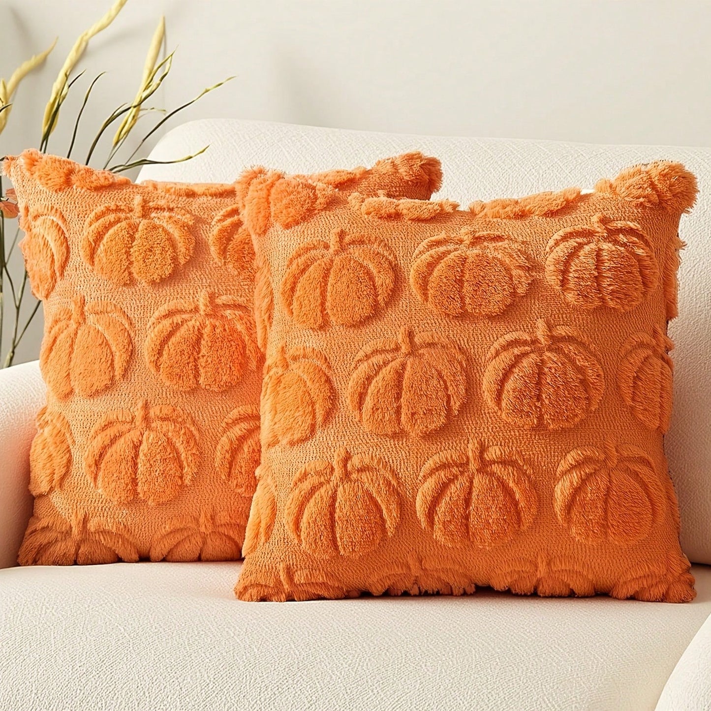1pc Maple Leaf Pumpkin Pattern Decorative Pillowcase, Soft Plush Sofa Cushion Cover, Suitable For Home Holiday Use