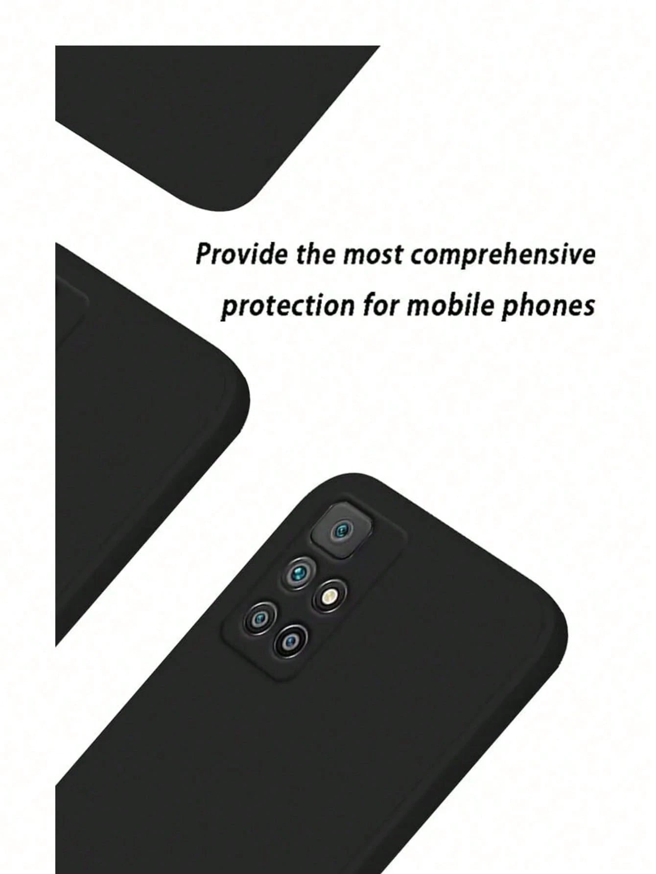 1pc Matte Black Phone Case For Redmi, Full Coverage Lens, Ultra-Thin Anti-Fingerprint Solid Color Business Anti-Drop Soft Shell, Matte Black Anti-Slip Anti-Sweat Bare-Hand Feel Minimalist Solid Color