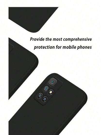 1pc Matte Black Phone Case For Redmi, Full Coverage Lens, Ultra-Thin Anti-Fingerprint Solid Color Business Anti-Drop Soft Shell, Matte Black Anti-Slip Anti-Sweat Bare-Hand Feel Minimalist Solid Color