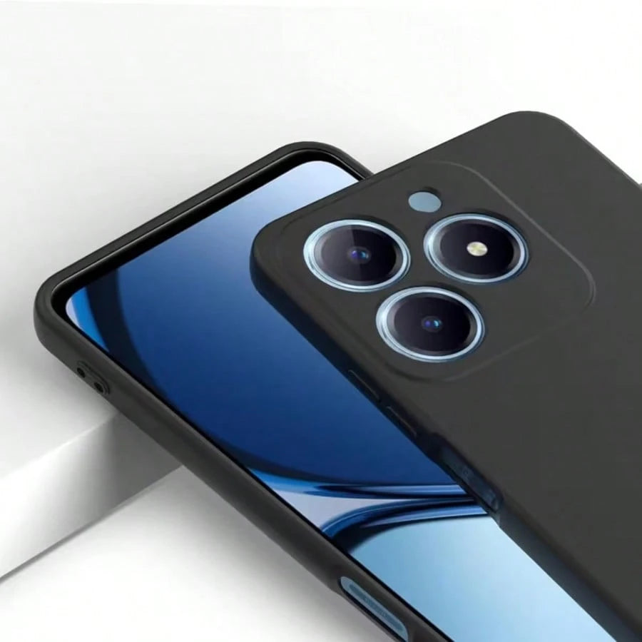 1pc Matte Black Phone Case For Redmi, Full Coverage Lens, Ultra-Thin Anti-Fingerprint Solid Color Business Anti-Drop Soft Shell, Matte Black Anti-Slip Anti-Sweat Bare-Hand Feel Minimalist Solid Color