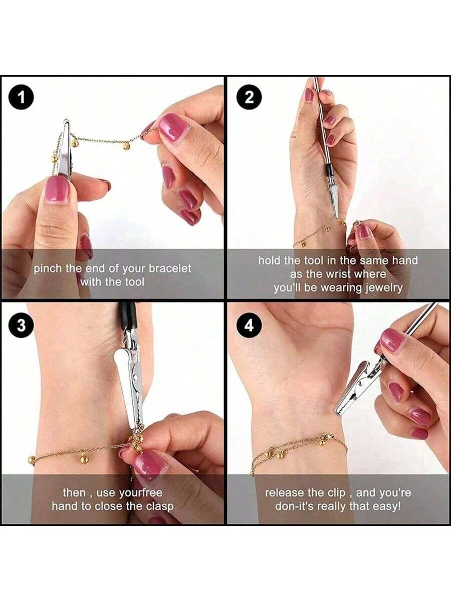 1pc Metal Wire Alligator Clips Bracelet Helper Tool Jewelry Assistant Stick Adjusting Watch Band Fastening Hooking Equipment