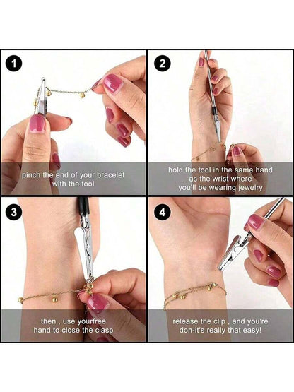 1pc Metal Wire Alligator Clips Bracelet Helper Tool Jewelry Assistant Stick Adjusting Watch Band Fastening Hooking Equipment