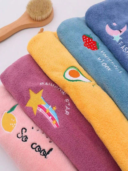 1pc Microfiber Quick Drying Hair Towel Wrap- Soft Coral Fleece, Absorbent Shower Cap, Ultra Absorbent Hair Drying Turban, Embroidered, Formaldehyde-Free, Bathroom Accessories Sleep Bonnet