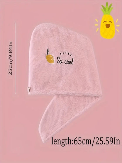 1pc Microfiber Quick Drying Hair Towel Wrap- Soft Coral Fleece, Absorbent Shower Cap, Ultra Absorbent Hair Drying Turban, Embroidered, Formaldehyde-Free, Bathroom Accessories Sleep Bonnet