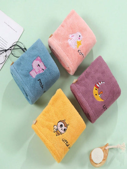 1pc Microfiber Quick Drying Hair Towel Wrap- Soft Coral Fleece, Absorbent Shower Cap, Ultra Absorbent Hair Drying Turban, Embroidered, Formaldehyde-Free, Bathroom Accessories Sleep Bonnet