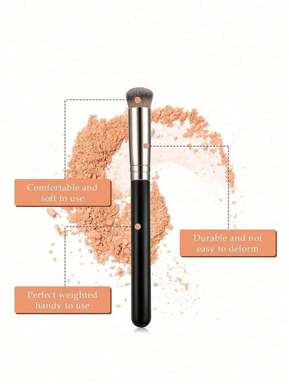 1pc Mini Angled Flat Head Eye Concealer Brush, Nose Contour Brush, Soft Dense Bristles, Suitable For Concealing, Blending, Setting, Liquid Foundation, Cream Makeup, Professional Small Foundation Brush
