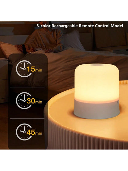 1pc Mini Bedside Night Light, Dimmable, Remote Control, 3 Colors, Suitable For Home Bedroom, Children And Adults, Breastfeeding, Sleep Aid, USB Rechargeable, Soft Eye Care