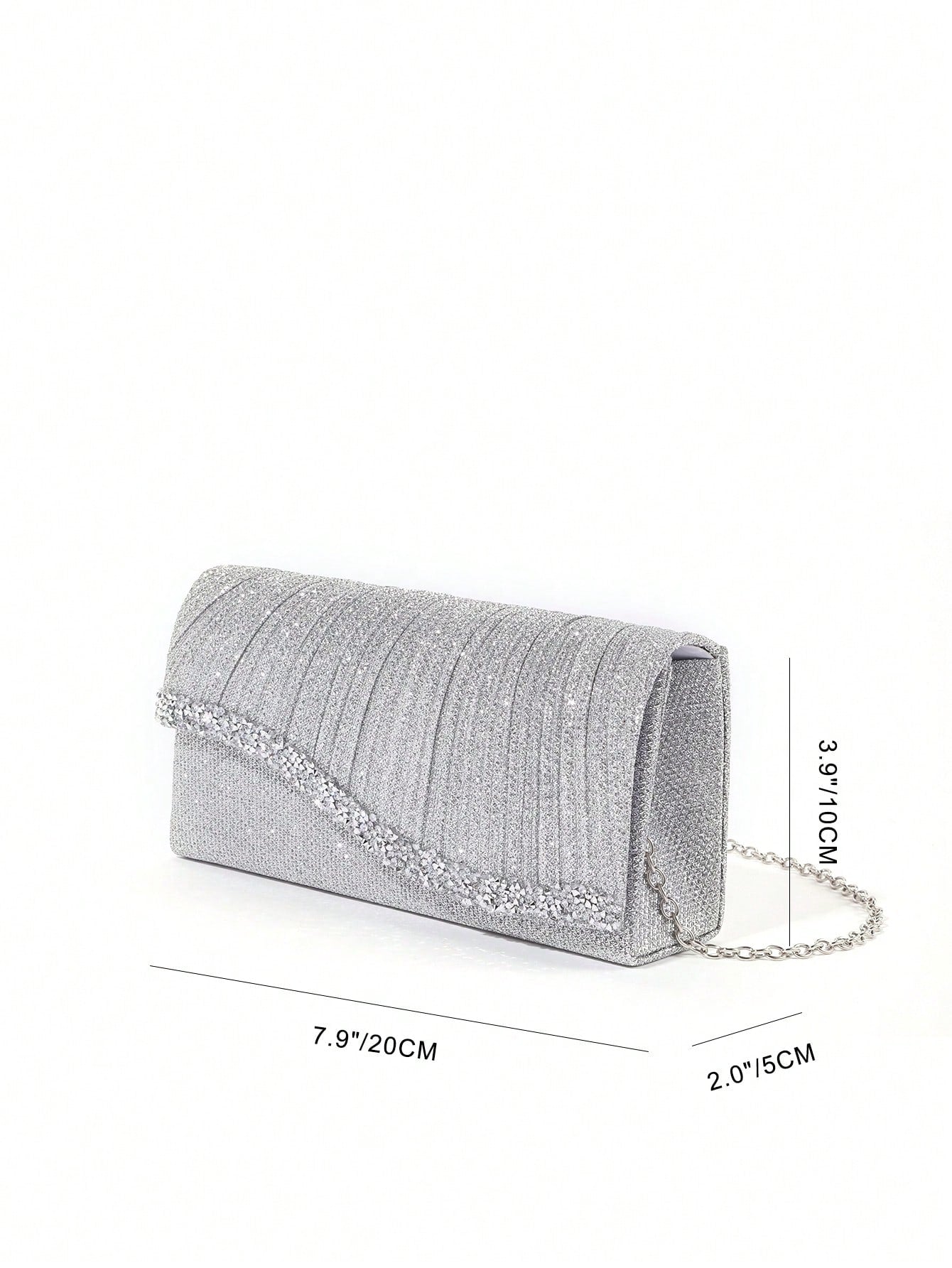 1pc Mini Glitter Shiny Chain Folding Wrinkle Square Bag, For Wedding Party Evening, Tready Party Bags,Perfect For Party, Wedding, Prom, Dinner/Banquet, Perfectly Matching With Prom Dresses For Women