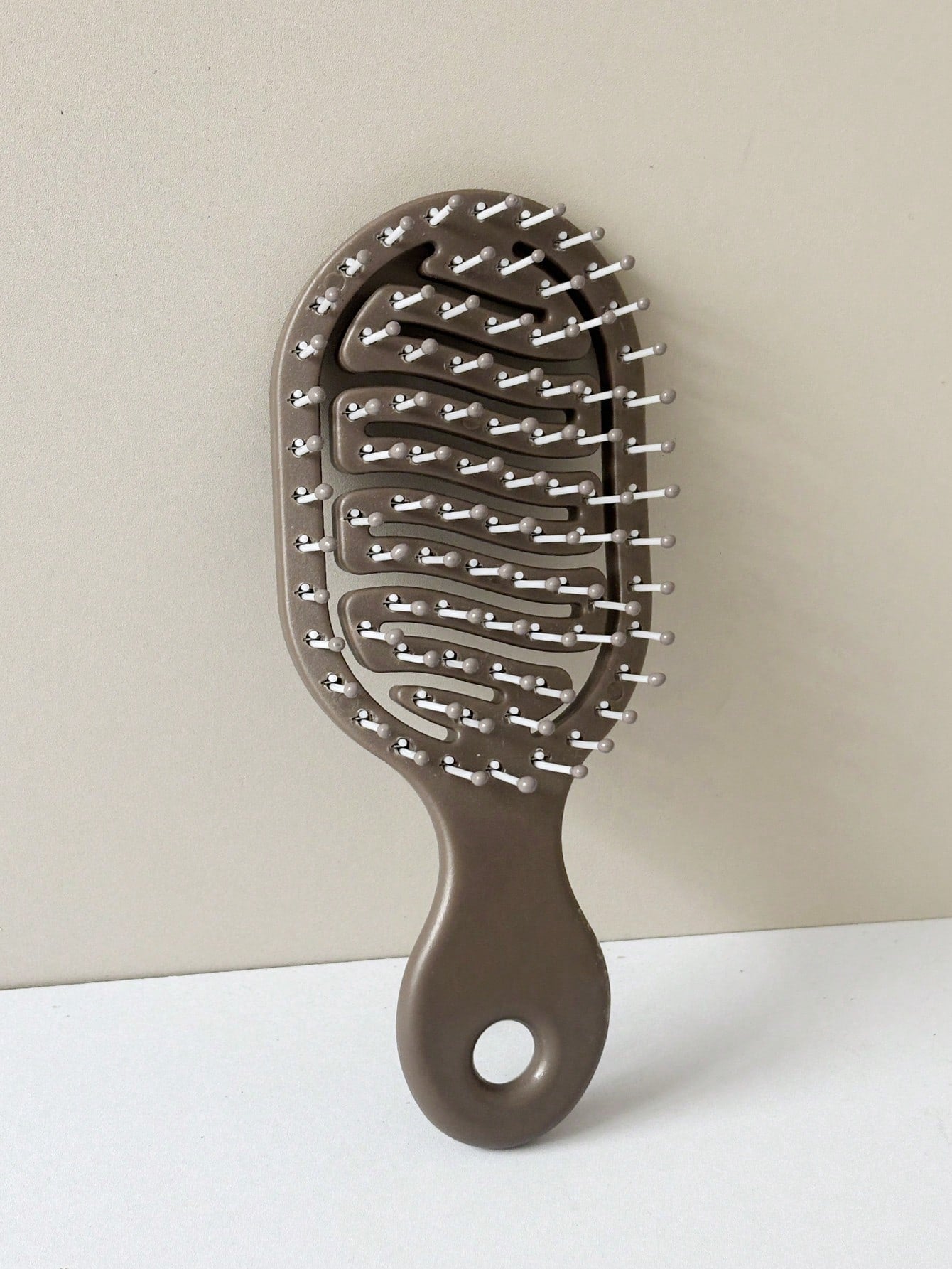 1pc Mini Size Brown Hollow Design Comb, Wet & Dry Portable Comb, Essential Summer Travel Item For Women (With Hole At Bottom For DIY Decoration)