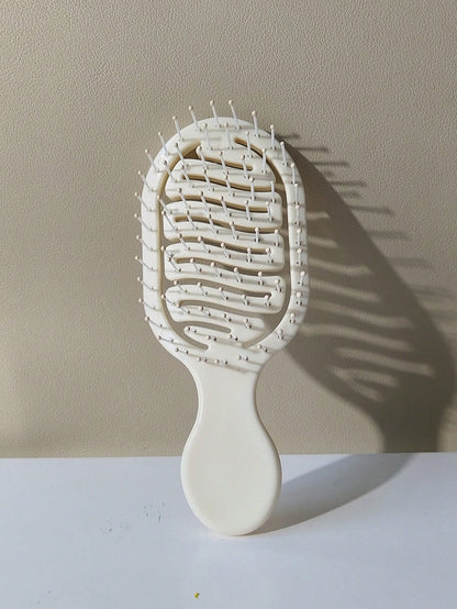 1pc Mini Size Brown Hollow Design Comb, Wet & Dry Portable Comb, Essential Summer Travel Item For Women (With Hole At Bottom For DIY Decoration)