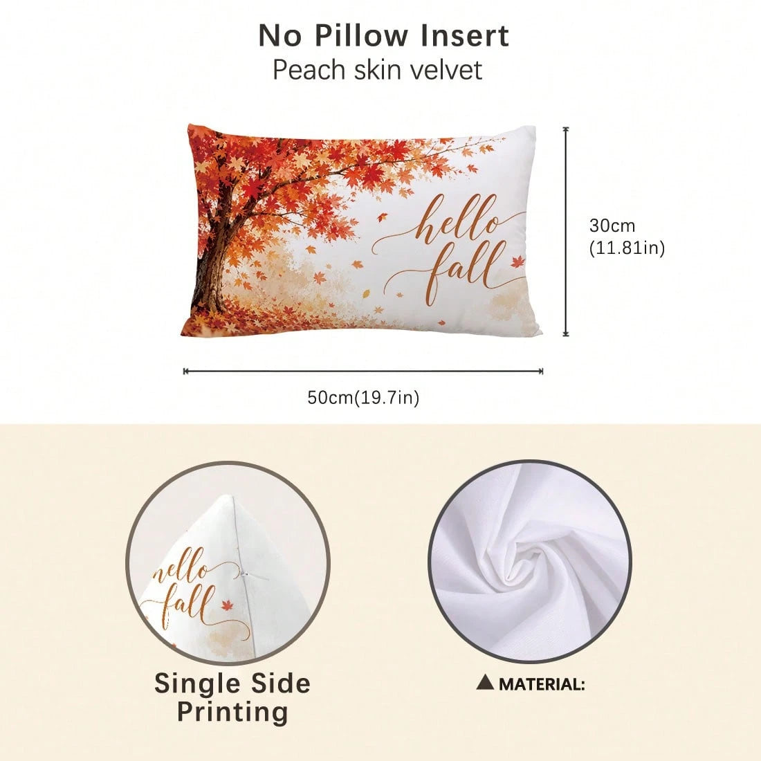 1pc Minimalist Autumn Maple Tree & Leaf Cushion Cover, Single-Sided Printed Peach Skin Velvet Material, 30*50/40*60CM Pillowcase Suitable For Modern Minimalist Sofa Living Room Decor, Party Decoration