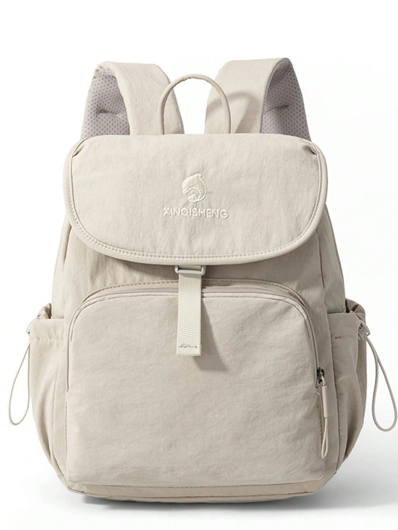 1pc Minimalist Flip Cover Nylon Diaper Bag, Lightweight Large Capacity Multi-Compartment Backpack For Moms And Babies