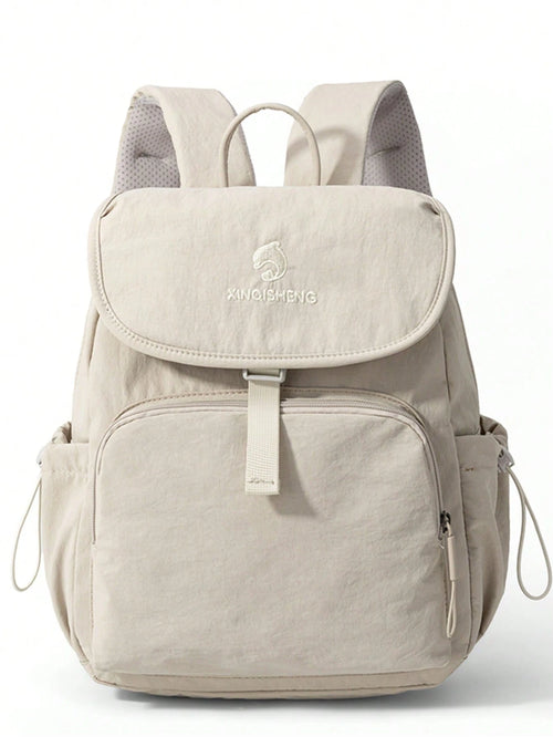 1pc Minimalist Flip Cover Nylon Diaper Bag, Lightweight Large Capacity Multi-Compartment Backpack For Moms And Babies