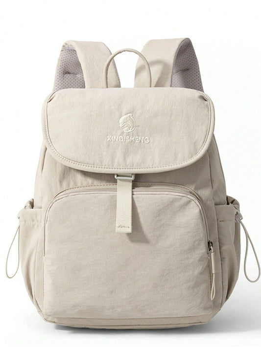 1pc Minimalist Flip Cover Nylon Diaper Bag, Lightweight Large Capacity Multi-Compartment Backpack For Moms And Babies