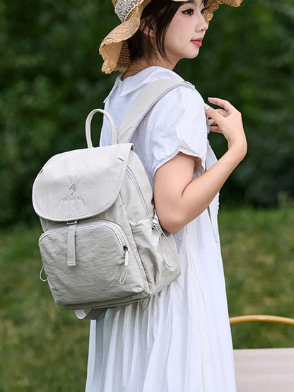 1pc Minimalist Flip Cover Nylon Diaper Bag, Lightweight Large Capacity Multi-Compartment Backpack For Moms And Babies