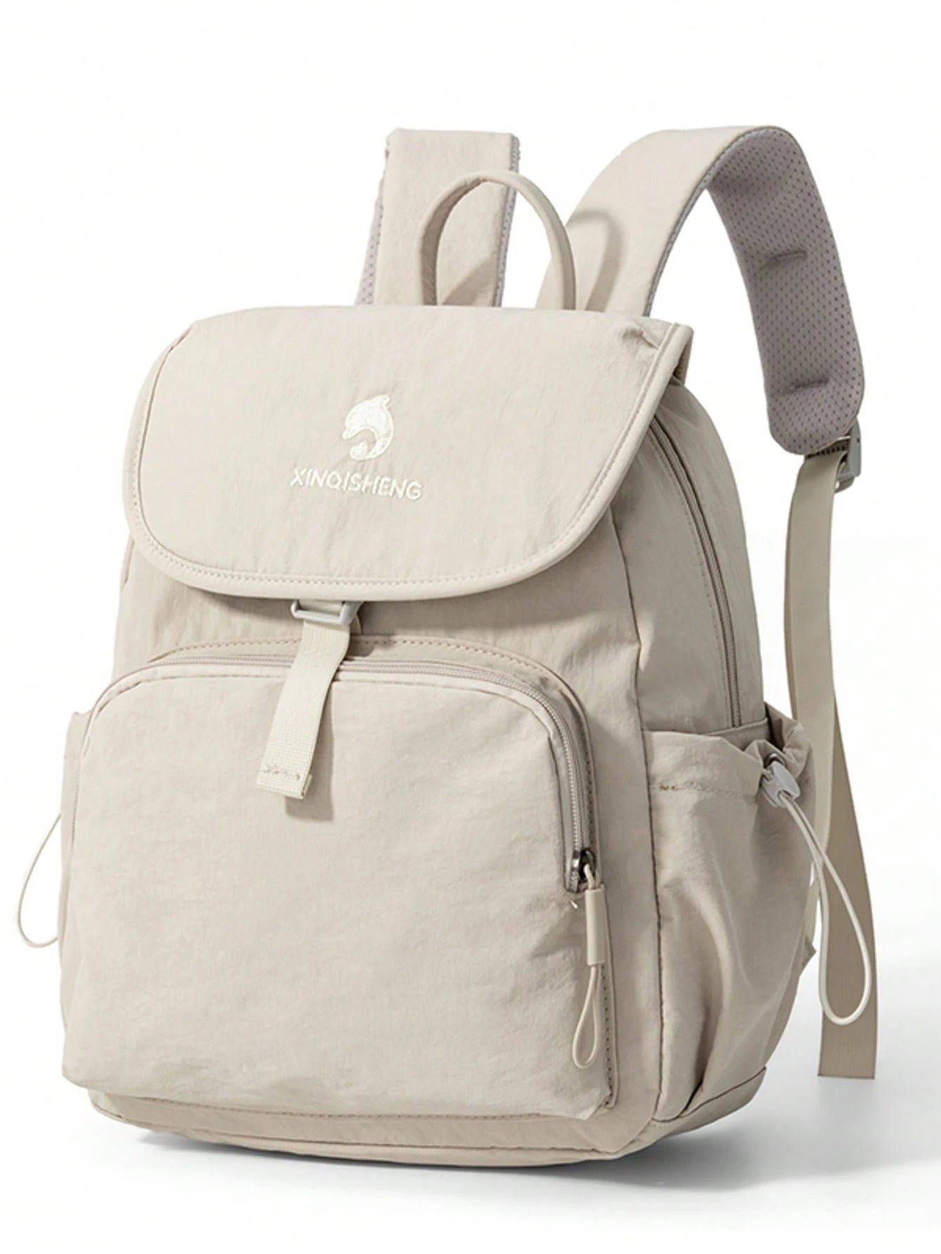 1pc Minimalist Flip Cover Nylon Diaper Bag, Lightweight Large Capacity Multi-Compartment Backpack For Moms And Babies
