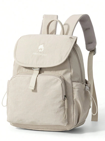 1pc Minimalist Flip Cover Nylon Diaper Bag, Lightweight Large Capacity Multi-Compartment Backpack For Moms And Babies