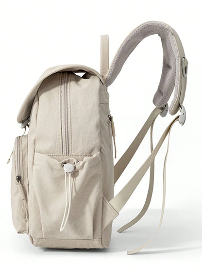1pc Minimalist Flip Cover Nylon Diaper Bag, Lightweight Large Capacity Multi-Compartment Backpack For Moms And Babies
