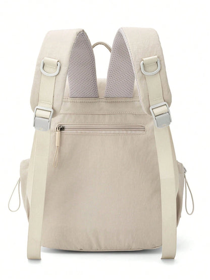 1pc Minimalist Flip Cover Nylon Diaper Bag, Lightweight Large Capacity Multi-Compartment Backpack For Moms And Babies