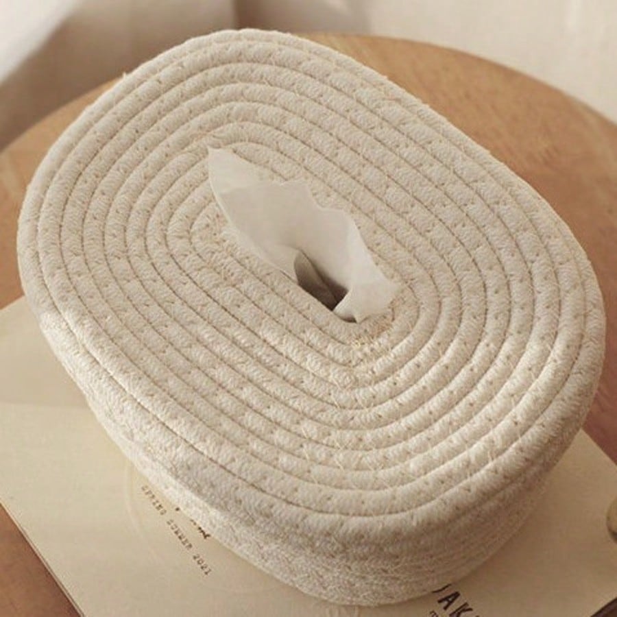 1pc Minimalist Woven Storage Basket, Non-Woven Fabric Tissue Box For Baby Room, Living Room Tabletop Facial Tissue Holder, Ins Style