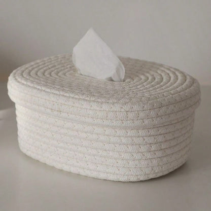 1pc Minimalist Woven Storage Basket, Non-Woven Fabric Tissue Box For Baby Room, Living Room Tabletop Facial Tissue Holder, Ins Style