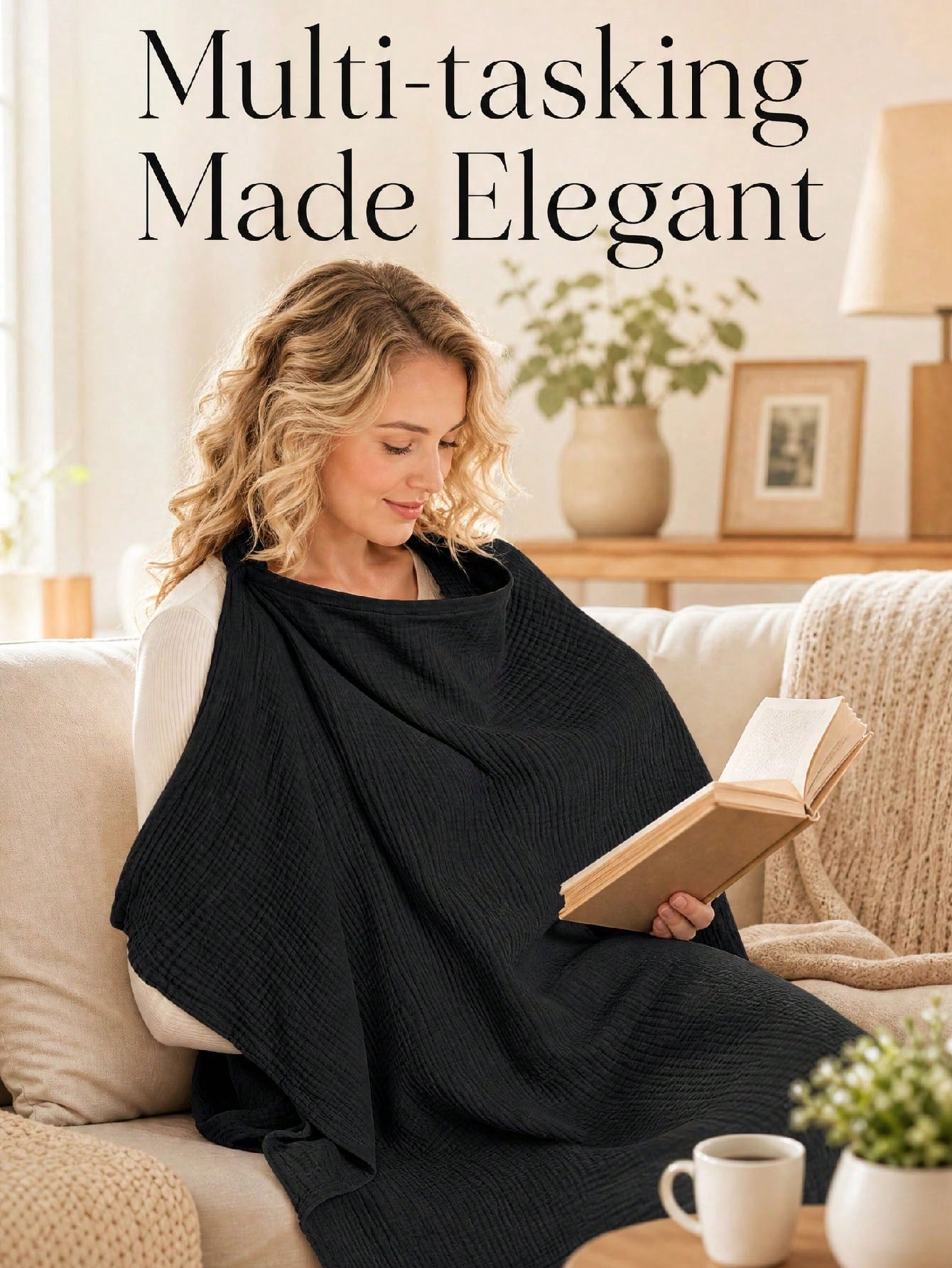 1pc Multifunctional Nursing Cover Shawl, Anti-Exposure Breastfeeding Apron, Black/Coffee/Beige Gauze Nursing Cover, Breathable Soft Skin-Friendly Nursing Top Cover-Up For Moms