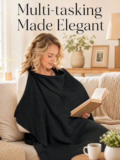 1pc Multifunctional Nursing Cover Shawl, Anti-Exposure Breastfeeding Apron, Black/Coffee/Beige Gauze Nursing Cover, Breathable Soft Skin-Friendly Nursing Top Cover-Up For Moms