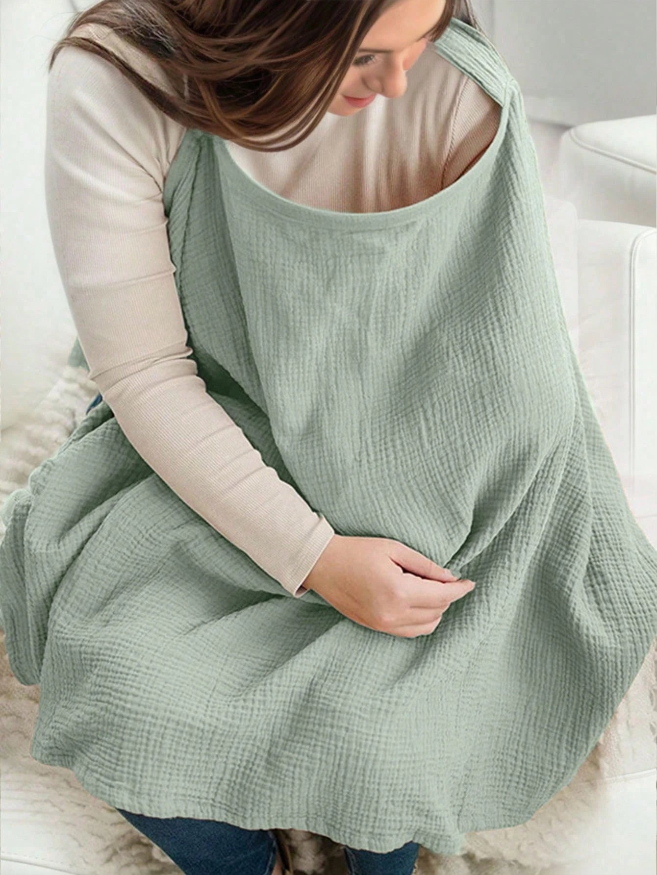 1pc Multifunctional Nursing Cover Shawl, Anti-Exposure Breastfeeding Apron, Black/Coffee/Beige Gauze Nursing Cover, Breathable Soft Skin-Friendly Nursing Top Cover-Up For Moms