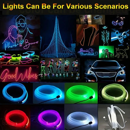 1pc New Noiseless Car Interior Ambient Light, Smartphone APP Control EL Glow Line Hidden LED Light, No Wiring Required