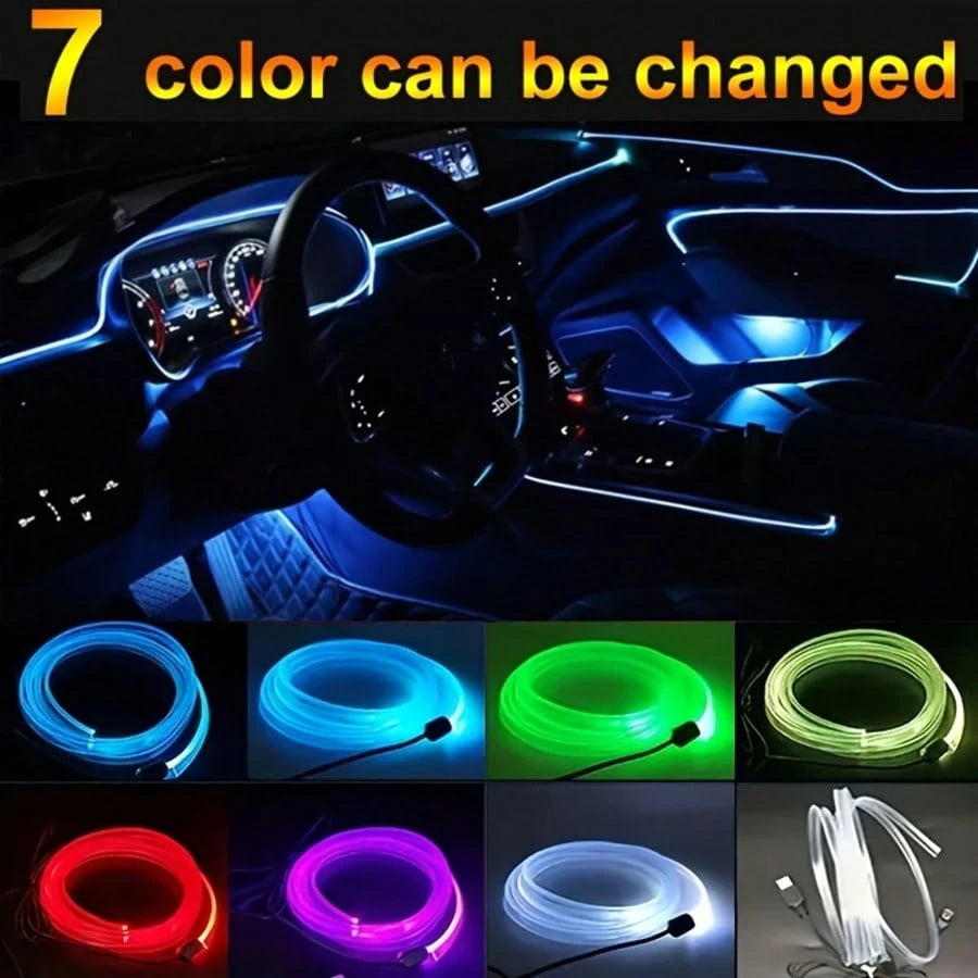 1pc New Noiseless Car Interior Ambient Light, Smartphone APP Control EL Glow Line Hidden LED Light, No Wiring Required