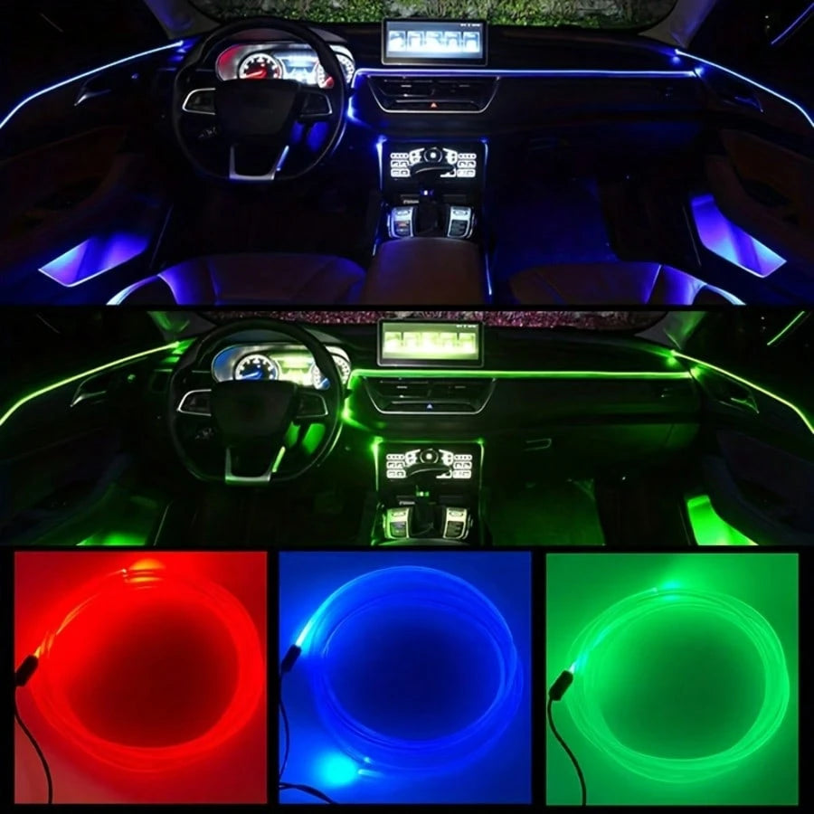 1pc New Noiseless Car Interior Ambient Light, Smartphone APP Control EL Glow Line Hidden LED Light, No Wiring Required