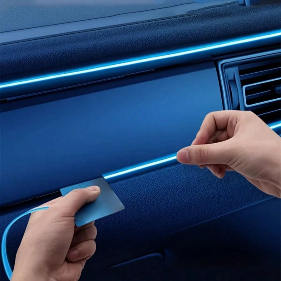 1pc New Noiseless Car Interior Ambient Light, Smartphone APP Control EL Glow Line Hidden LED Light, No Wiring Required