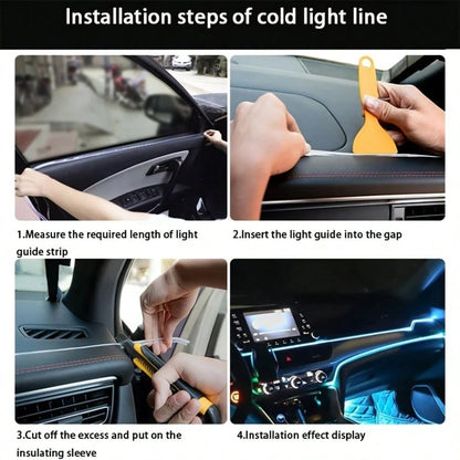1pc New Noiseless Car Interior Ambient Light, Smartphone APP Control EL Glow Line Hidden LED Light, No Wiring Required