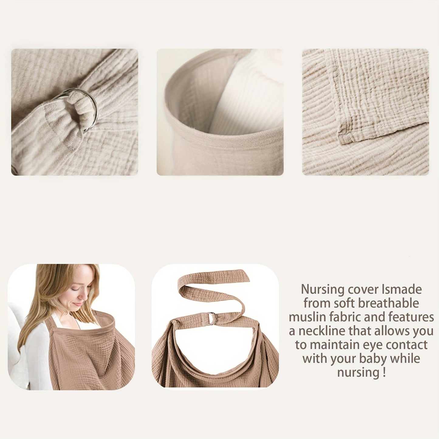 1pc Nursing Cover Scarf, Breathable Breastfeeding Cover Shawl For Outdoor Feeding