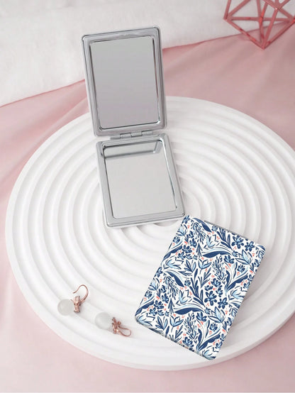 1PC Oil Painting Pastoral Series Portable Vanity Mirror, Foldable Lightweight Ultra-Thin Convenient Hand Mirror, Durable PU Leather, Suitable For Multiple Scenarios And All People, Foldable Rectangula
