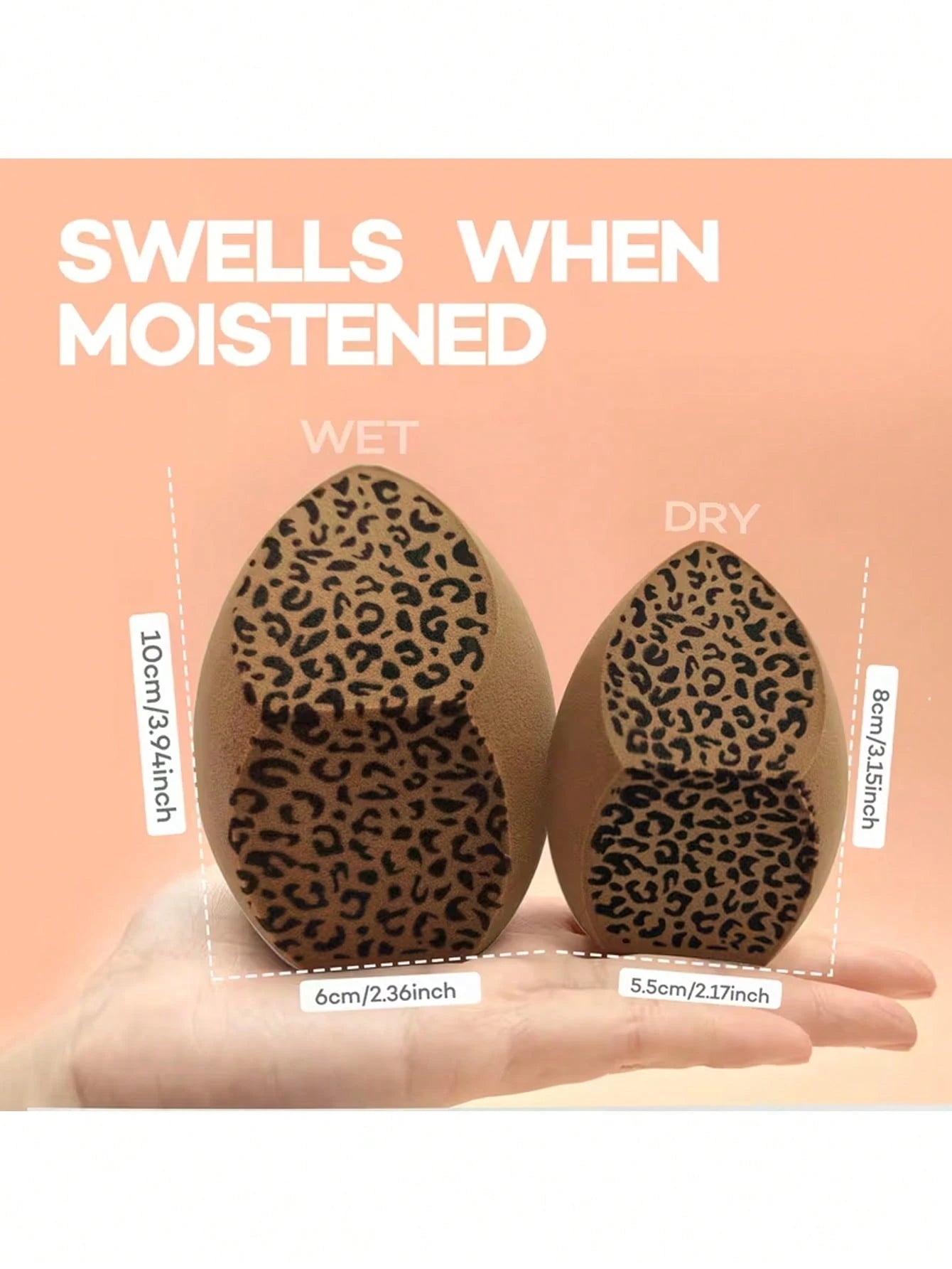 1pc Oversized Leopard-Print Makeup Sponge-Soft, Oval-Shaped, And Suitable For Both Wet And Dry Use. Featuring A Three-Sided Design, It Works Well With Liquid Foundation And Concealer, Making It Ideal