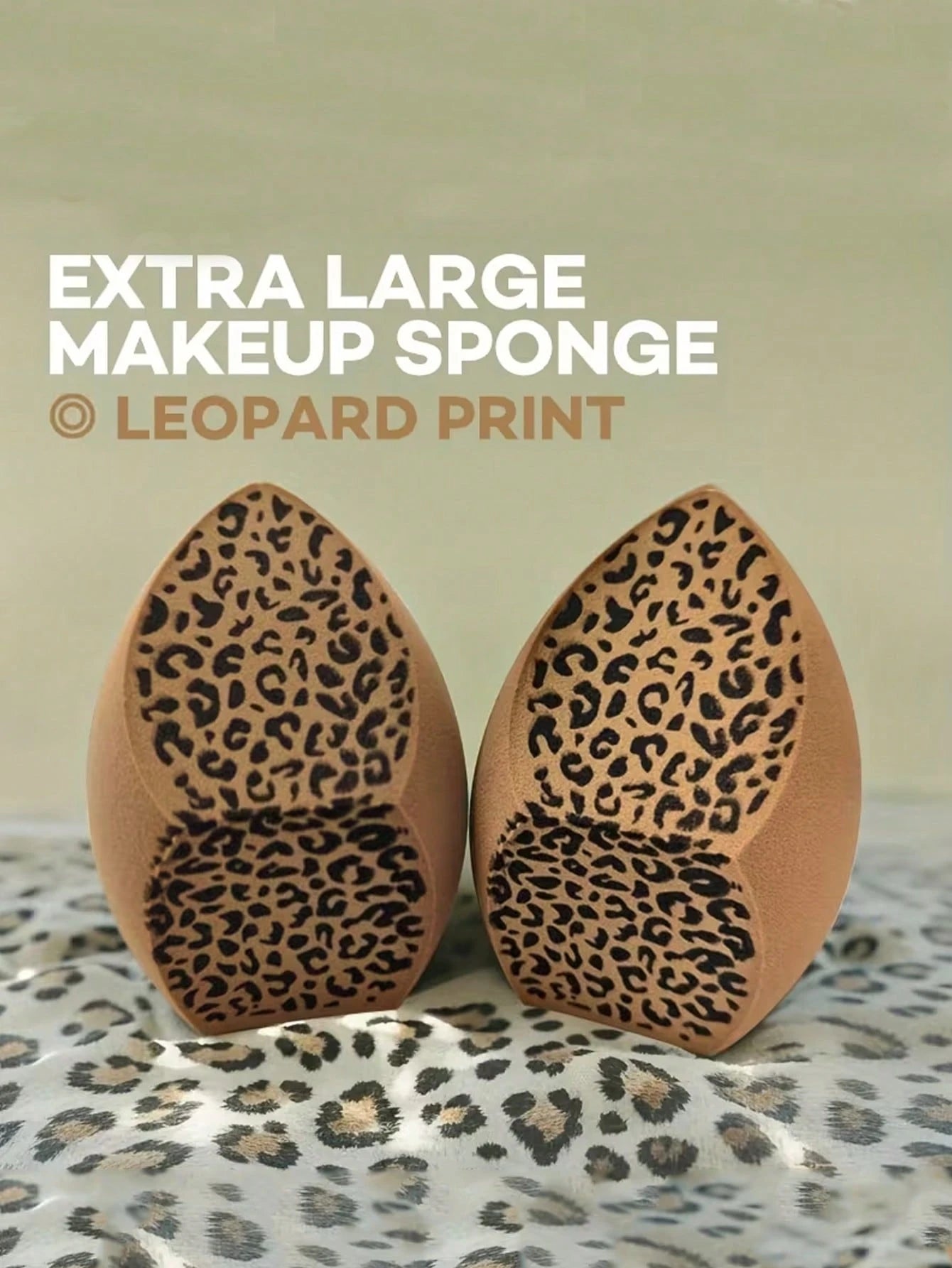1pc Oversized Leopard-Print Makeup Sponge-Soft, Oval-Shaped, And Suitable For Both Wet And Dry Use. Featuring A Three-Sided Design, It Works Well With Liquid Foundation And Concealer, Making It Ideal