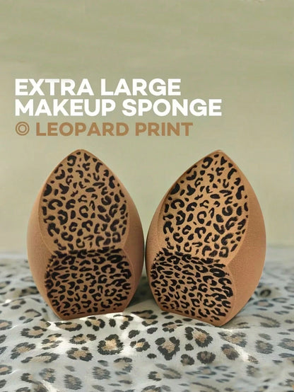 1pc Oversized Leopard-Print Makeup Sponge-Soft, Oval-Shaped, And Suitable For Both Wet And Dry Use. Featuring A Three-Sided Design, It Works Well With Liquid Foundation And Concealer, Making It Ideal