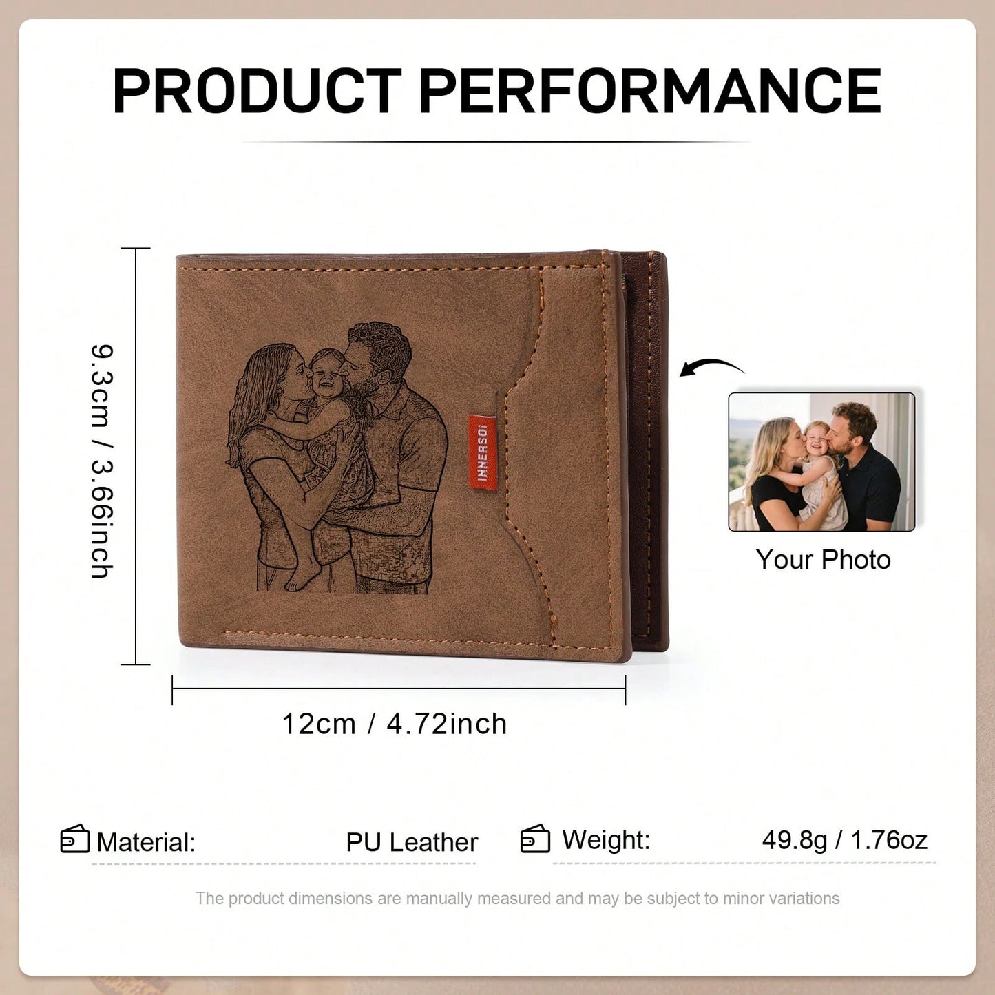 1pc Personalized Men's Vintage Folding Engraved Wallet Custom Photo Text Gift Husband Father Anniversary Birthday Father's Day,-Blocking