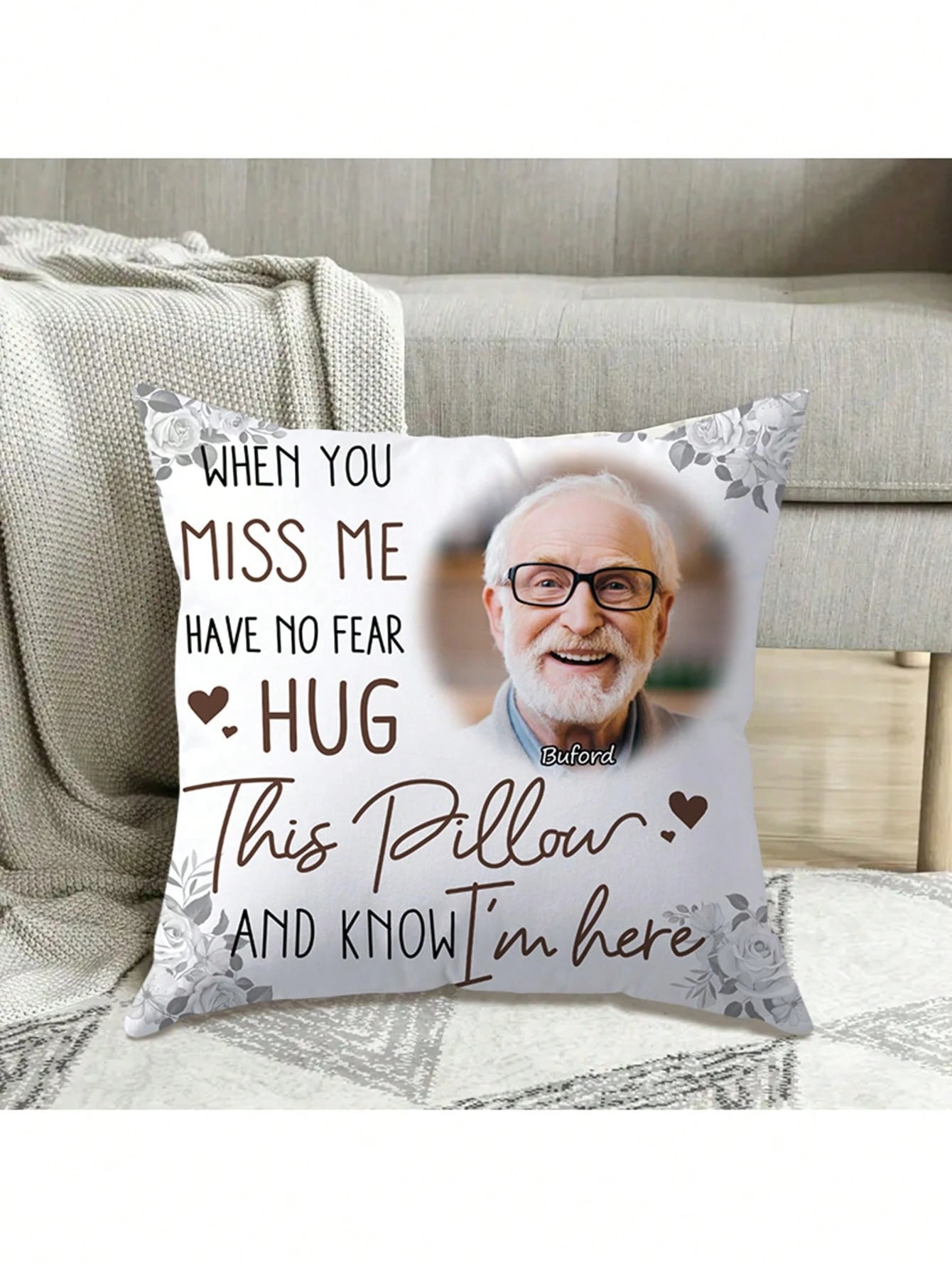 1pc Personalized Photo Pillowcase, Single-Sided Pillow Cover For Mother's Day, Father's Day, Teacher's Day, Graduation, Weddings, Housewarming, Gift For Family, Sofa Bed Car Bedroom Living Room, Washa