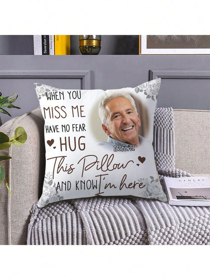 1pc Personalized Photo Pillowcase, Single-Sided Pillow Cover For Mother's Day, Father's Day, Teacher's Day, Graduation, Weddings, Housewarming, Gift For Family, Sofa Bed Car Bedroom Living Room, Washa