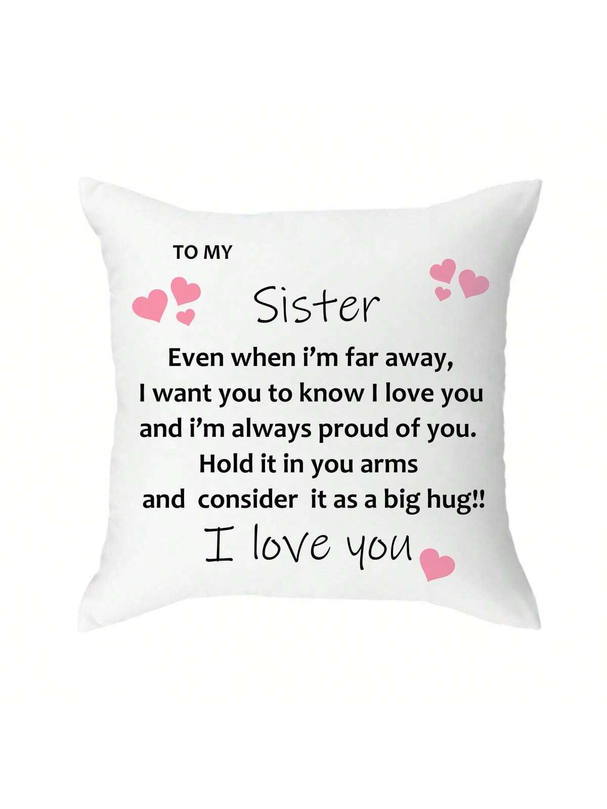 1pc Personalized To My Sister/Brother Pillow With Photo, Custom Pillow With Photo & Text Gift For Best Friends, Double Sided Printed Peach Skin Pillowcase Short Plush Soft Custom, Unique, Personalized