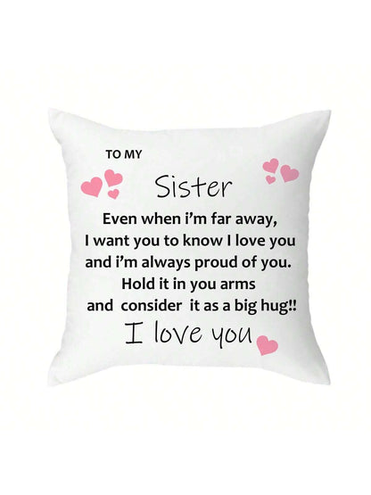 1pc Personalized To My Sister/Brother Pillow With Photo, Custom Pillow With Photo & Text Gift For Best Friends, Double Sided Printed Peach Skin Pillowcase Short Plush Soft Custom, Unique, Personalized