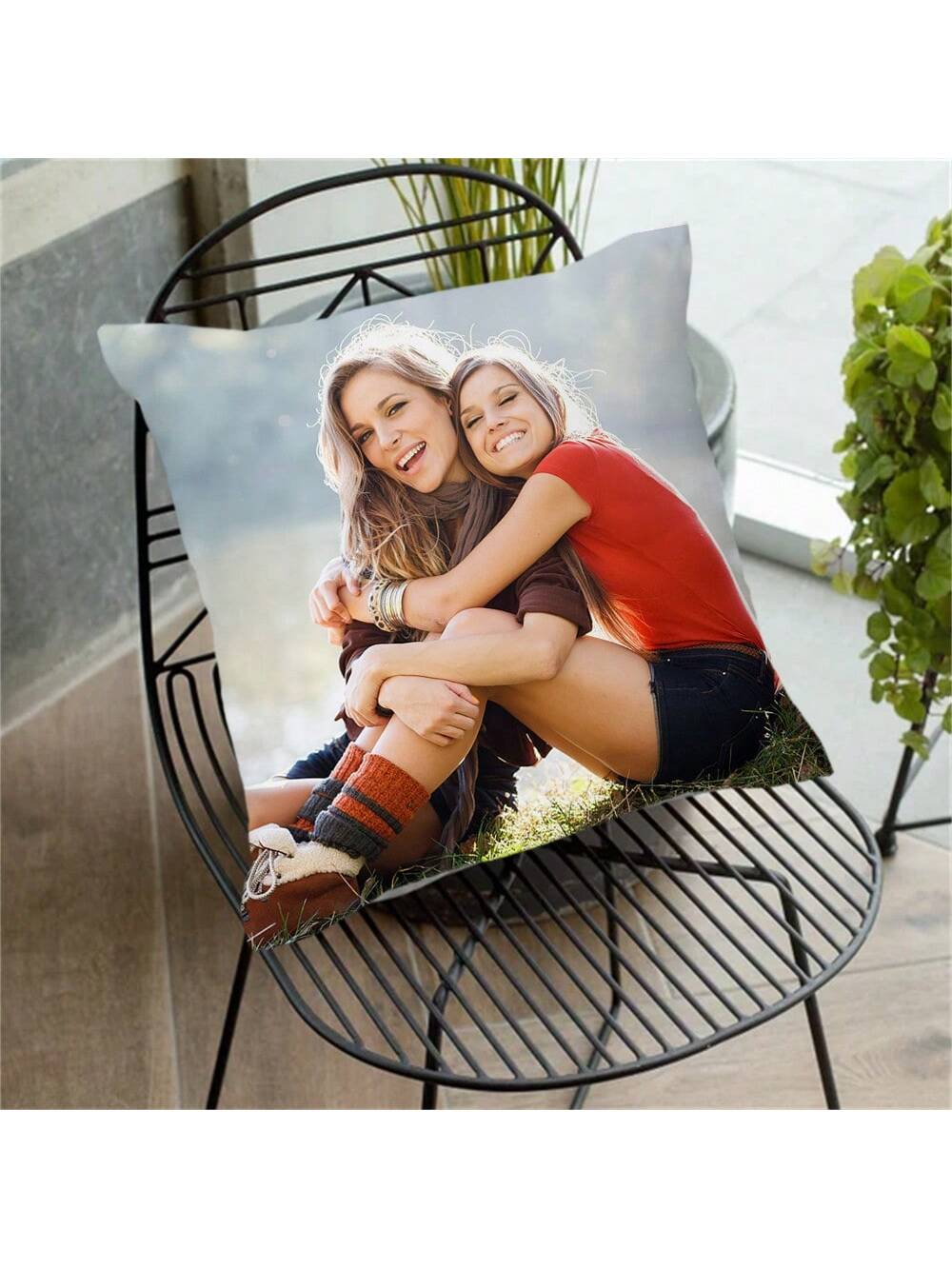 1pc Personalized To My Sister/Brother Pillow With Photo, Custom Pillow With Photo & Text Gift For Best Friends, Double Sided Printed Peach Skin Pillowcase Short Plush Soft Custom, Unique, Personalized